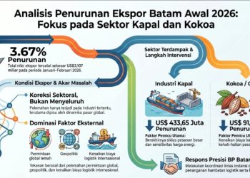 Ekspor Batam Turun 3,67 persen di Awal 2026, Kapal dan Kokoa Jadi Pemicu Utama