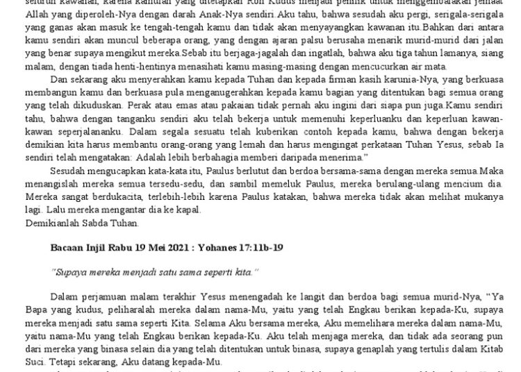Renungan Katolik Rabu, 6 Mei 2026: Aku adalah Pokok Anggur